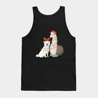 A dog and a llama ready for Christmas Tank Top